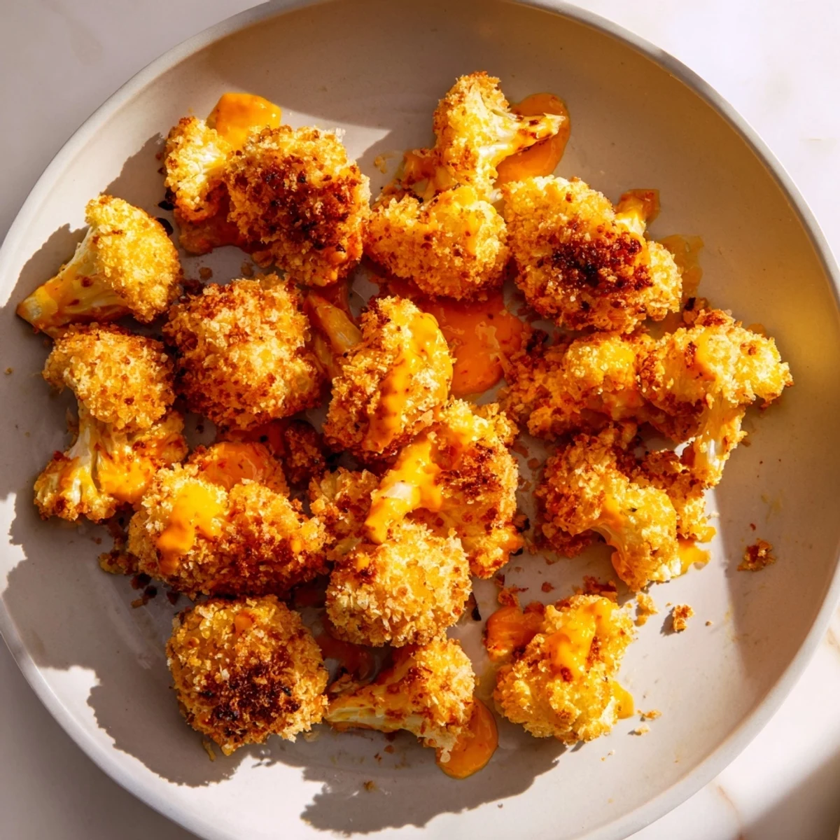A bowl overflowing with vibrant Air-Fryer Buffalo Cauliflower Bites, perfect for a game day appetizer.