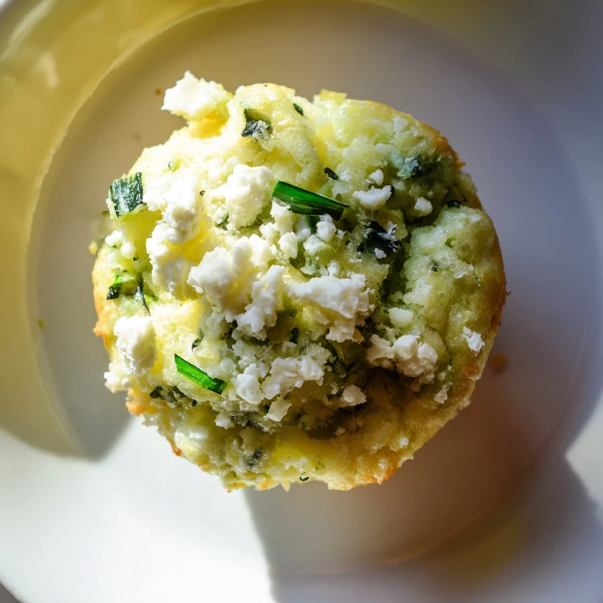 Golden, freshly baked Savory Zucchini and Feta Muffins, perfect for a Mediterranean-inspired brunch or snack.