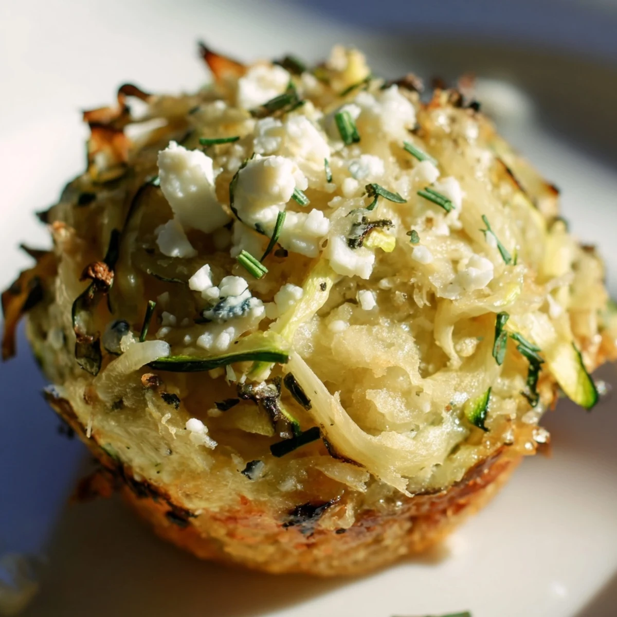 Fluffy Savory Zucchini and Feta Muffins, showcasing the delightful combination of feta, herbs, and tender zucchini.