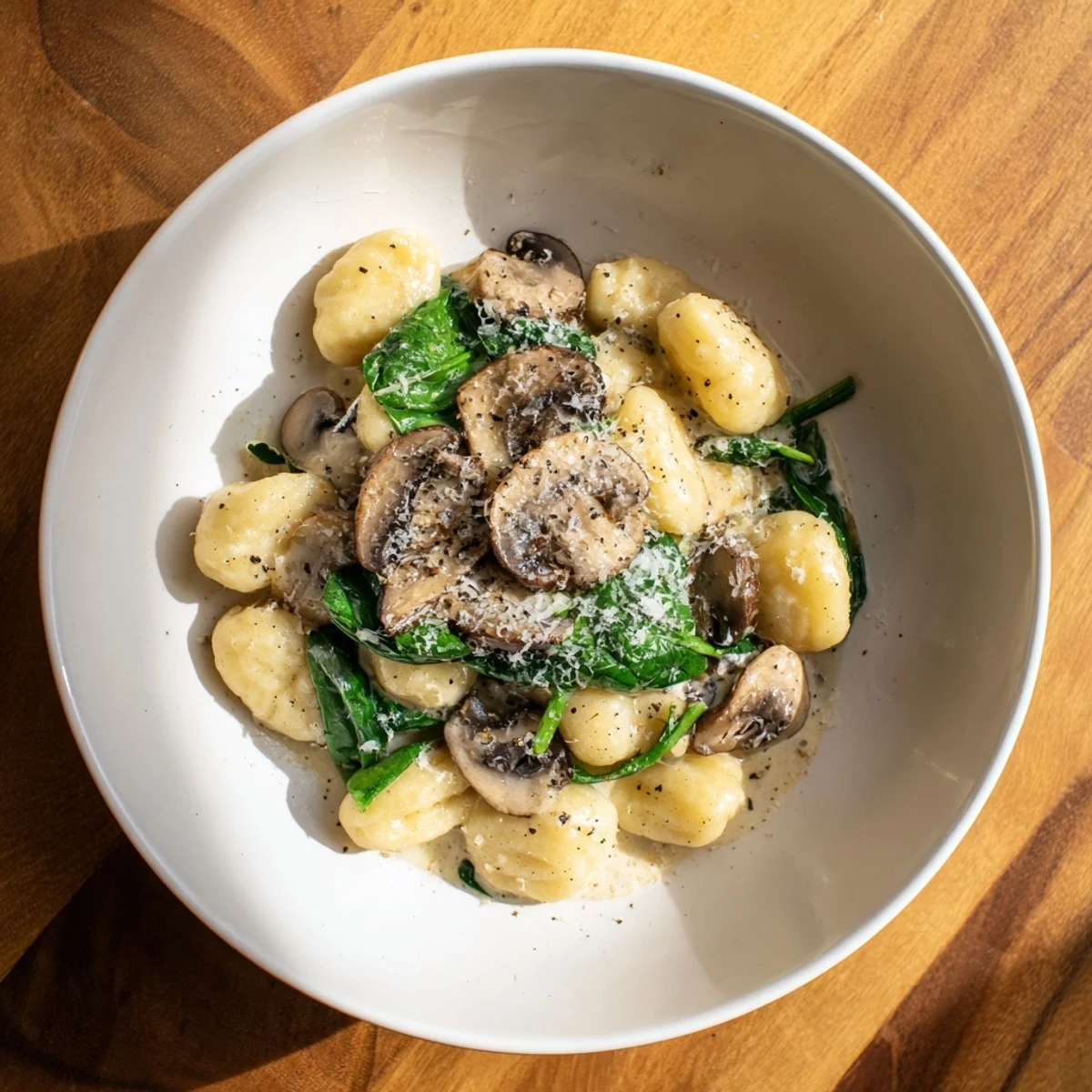 Creamy Mushroom Spinach Gnocchi
