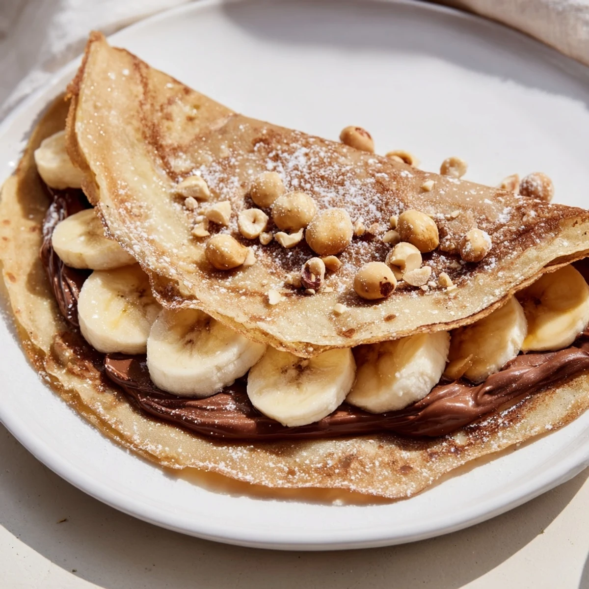Warm and gooey Banana Nutella wrap, showcasing sliced bananas and rich hazelnut flavor.