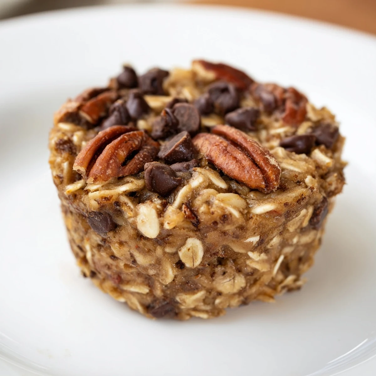 Warm, fluffy baked oatmeal cups, served with a sprinkle of nuts, make a delicious, portable treat.