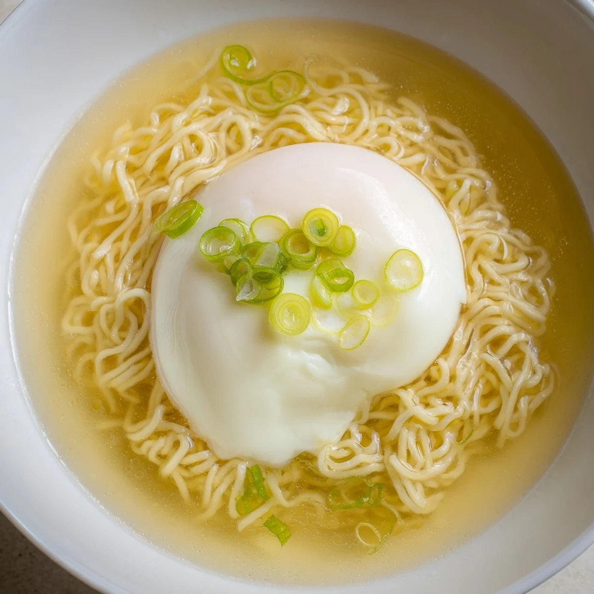 Quick and easy upgrade to instant ramen: creamy broth, fresh scallions, and a runny egg.