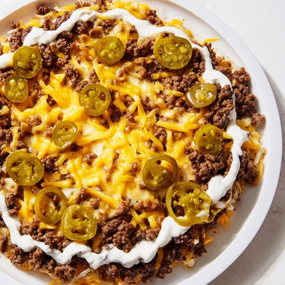 Enjoy a slice of homemade Ground Beef Taco Pizza, showcasing its flavorful, Tex-Mex toppings.