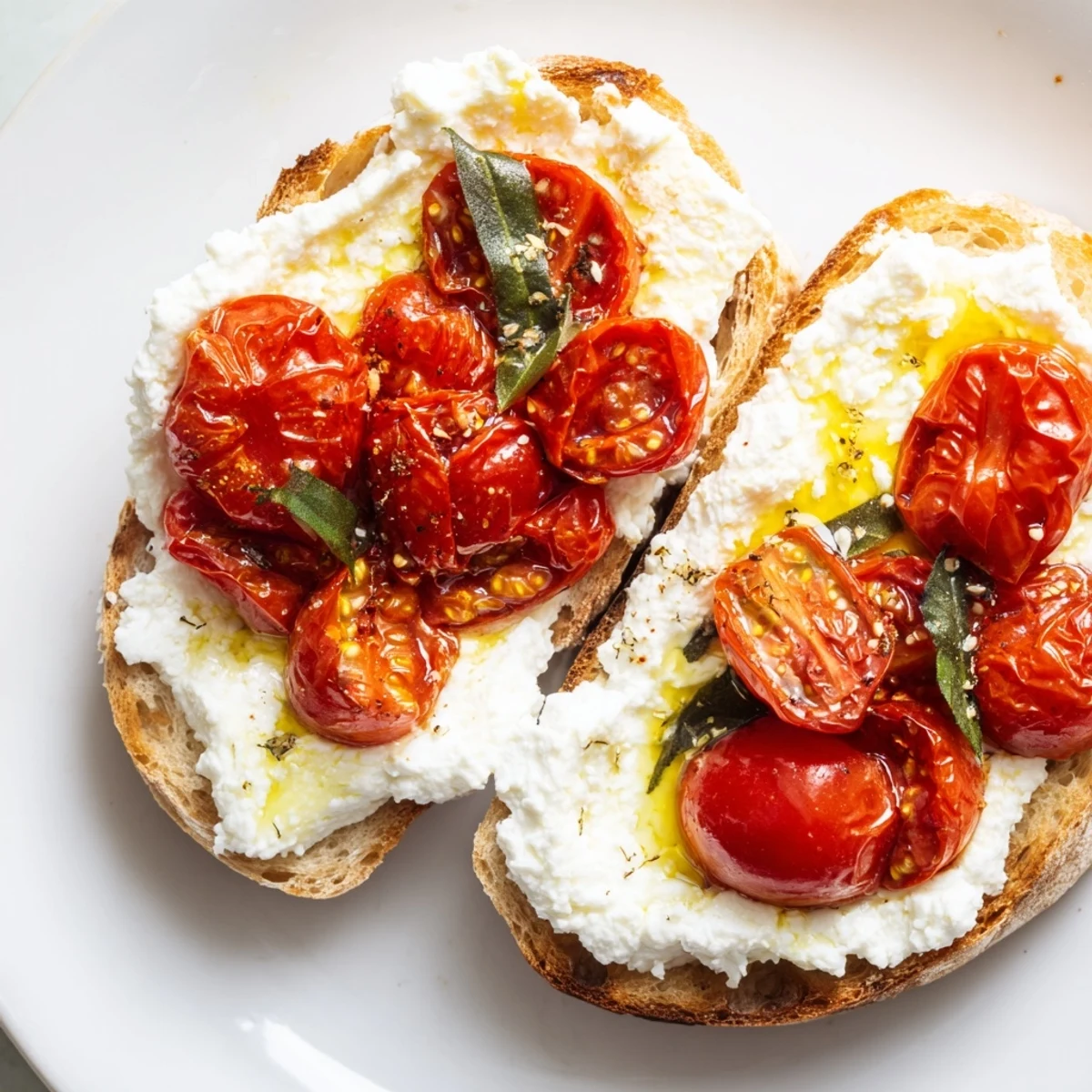 Warm Mediterranean Baked Feta Toast with golden bread and aromatic herbs, perfect for a light snack.