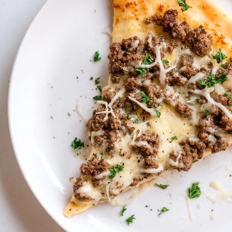 Ground Beef Alfredo Pizza