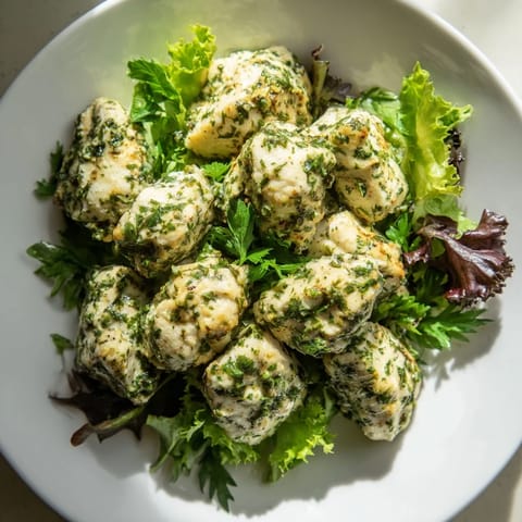 Sliced avocado and cucumber top this refreshing Green Goddess Chicken Salad, served on a platter for a light, protein-packed main dish.