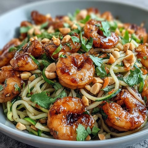 Overhead view of four Asian Noodle Bowls topped with chopped peanuts and cilantro, ready to serve with lime wedges.