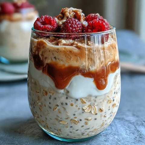 Healthy overnight oats with strawberries and chia seeds in a glass jar, layered with fresh fruit and creamy oats for a nutritious breakfast.