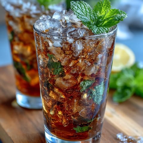 Kentucky Derby Mint Julep Mocktail with Fresh Mint in crushed ice, garnished with vibrant green mint sprigs for a cool, refreshing look.