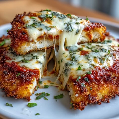 Golden Air Fryer Chicken Parmesan with bubbling mozzarella and rich marinara sauce.