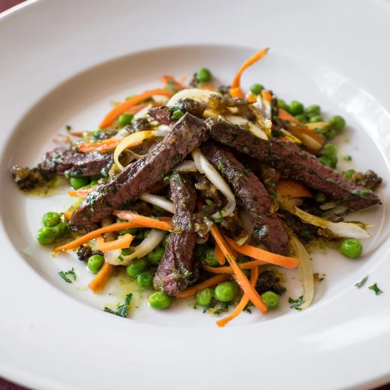 Enjoy a delicious Skillet Beef Stir-Fry with perfectly seared beef and colorful, tender-crisp vegetables.
