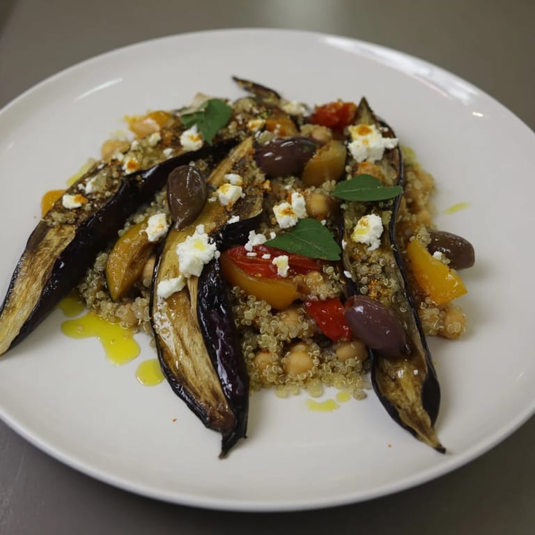 A close-up of a delicious Mediterranean Grain Bowl with roasted chickpeas, ready to enjoy.