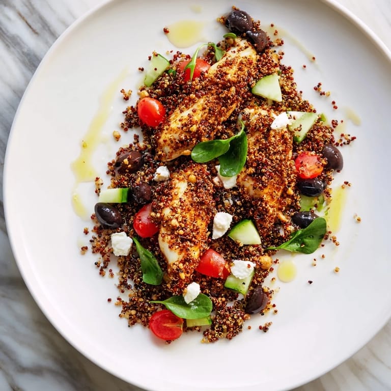 Freshly assembled Mediterranean Grain Bowl, featuring vibrant roasted chickpeas and creamy feta cheese.