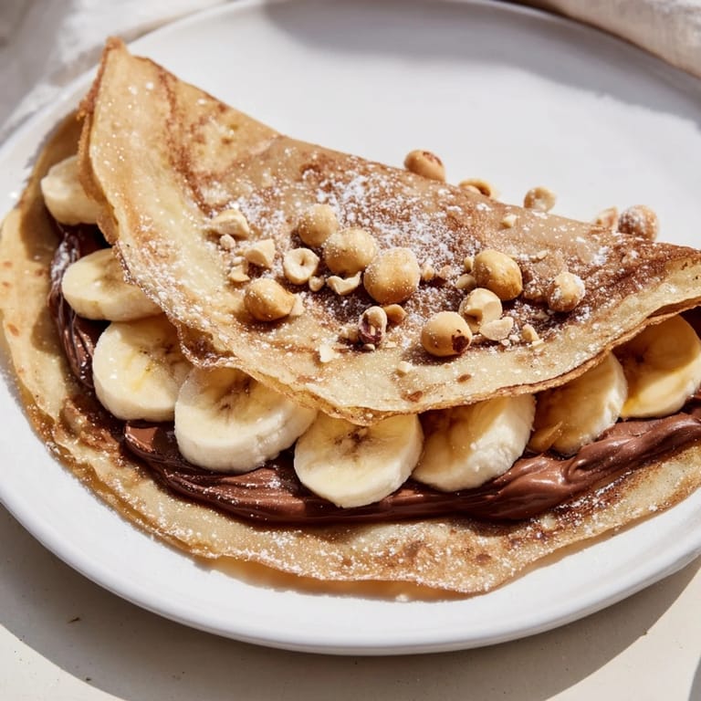 Warm and gooey Banana Nutella wrap, showcasing sliced bananas and rich hazelnut flavor.