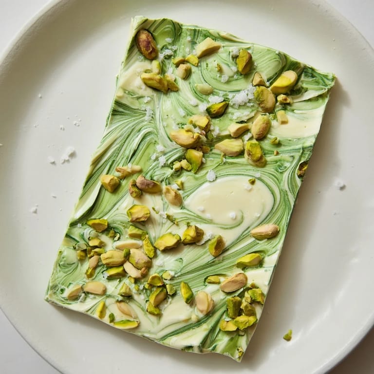 Homemade Pistachio Matcha White Chocolate, a delightful dessert with crunchy pistachios and vibrant green matcha swirls.