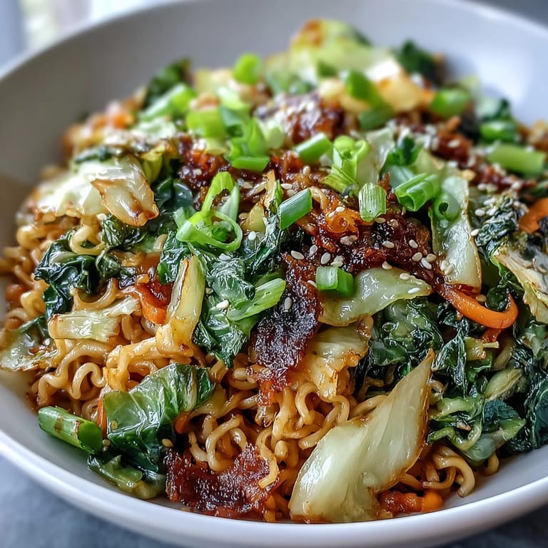 Stir-frying fresh cabbage and aromatics in a wok to create the base for this easy Fried Cabbage Ramen.