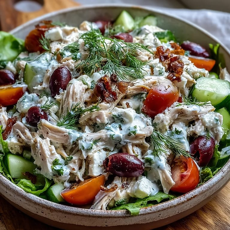 Crisp cucumber and red onion add refreshing crunch to this Mediterranean-inspired chicken salad lunch.