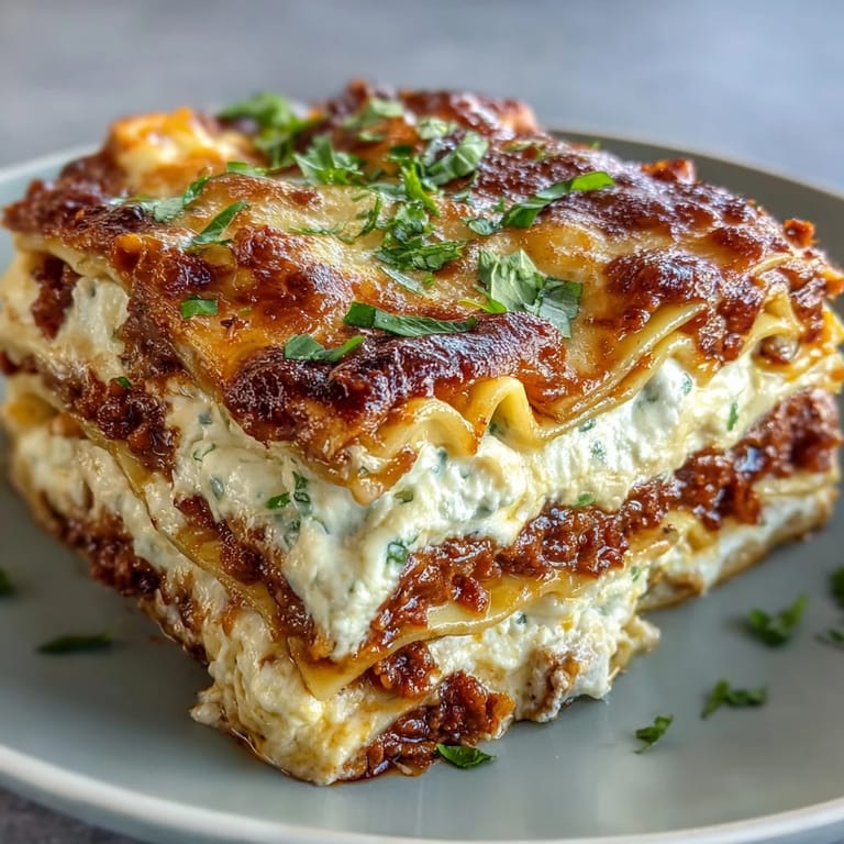 A fork lifts a cheesy slice of Worlds Best Lasagna, showcasing tender noodles and rich meat sauce.