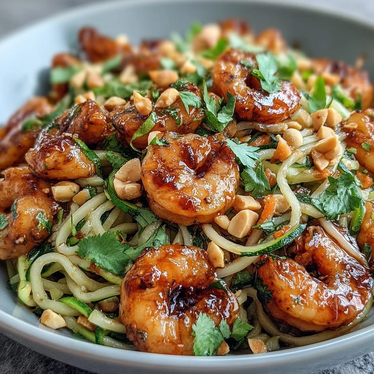 Overhead view of four Asian Noodle Bowls topped with chopped peanuts and cilantro, ready to serve with lime wedges.