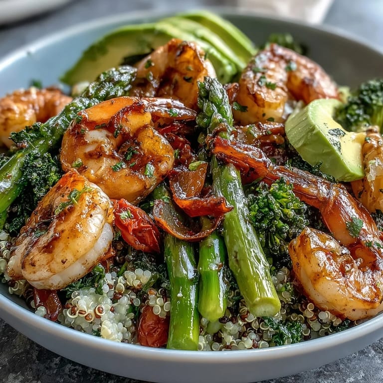 A close-up of the Rainbow Vegetable Detox Bowl shows creamy avocado slices, crisp red cabbage, and diced tomatoes over a bed of nutritious grains.