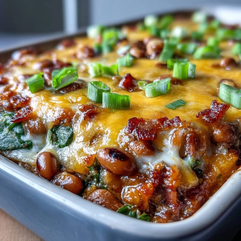 Served family-style, this Tex Mex Black Eyed Pea Casserole pairs perfectly with a dollop of sour cream.