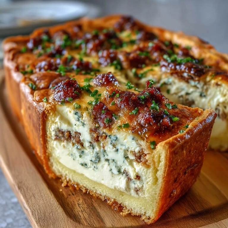 Rich Italian Easter Pie with Ricotta and Salami: A hearty, cheesy pie with a buttery crust, savory salami, and fresh herbs, perfect for celebrating Easter or serving at a family gathering.