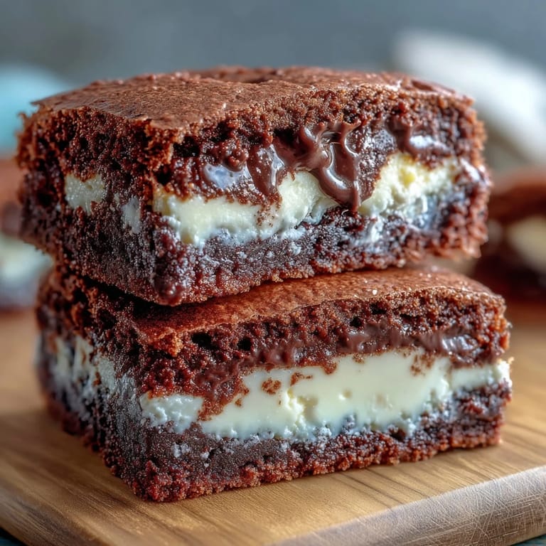 Decadent brownie cookies filled with smooth cream cheese, offering a rich chocolate and tangy bite.  