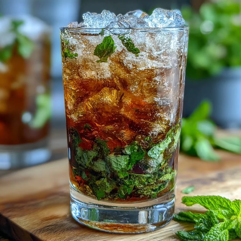 Classic Kentucky Derby Mint Julep Mocktail with fresh mint leaves, served in a frosted glass, offering a crisp and cooling beverage for any celebration.