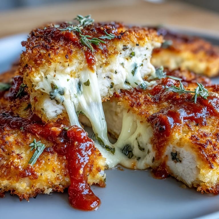Juicy, breaded Air Fryer Chicken Parmesan perfectly cheesy and ready to serve.