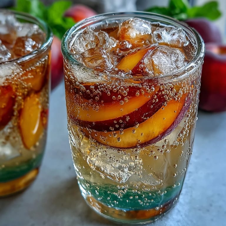 Enjoy this homemade Iced Peach Green Tea Lemonade, cool and summery bliss.