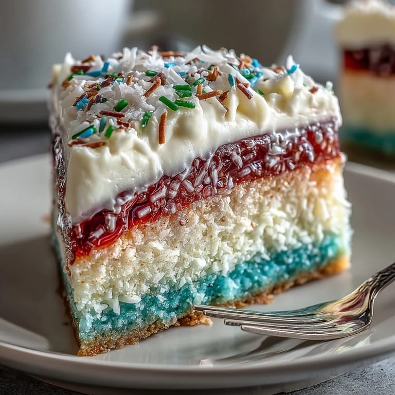 Glistening Rainbow Jelly Cake, a visually stunning and refreshing treat to impress diners.