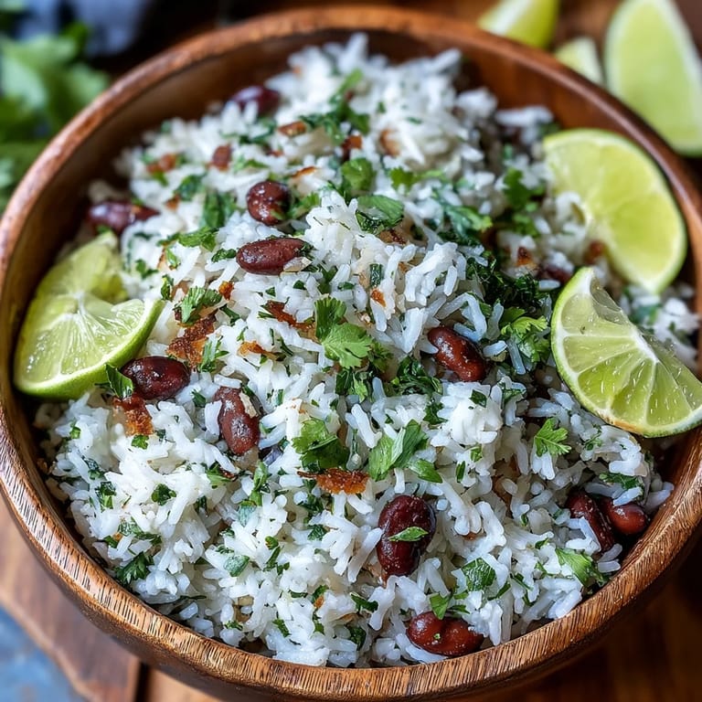 Freshly prepared Coconut Lime Rice bowl, bursting with bright, zesty flavors.