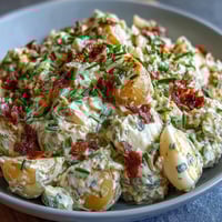 Classic deviled egg potato salad with creamy mustard dressing, tender potatoes, and fresh herbs, perfect for summer picnics.